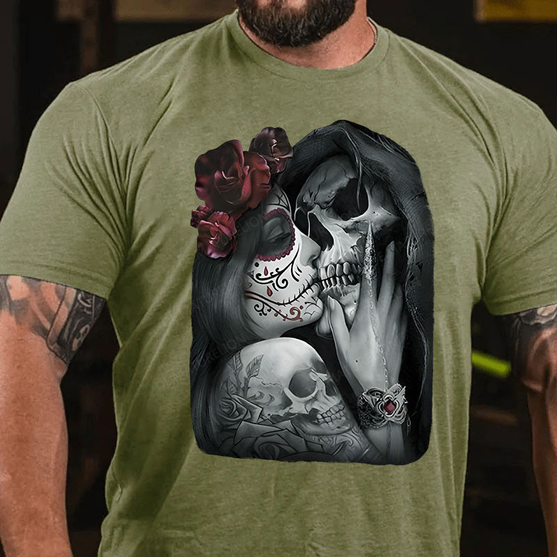 Skeleton Blumen Liebe Weihnachten T-Shirt