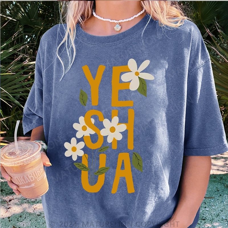 Maturelion Yeshua Damen Gewaschene Vintage T-Shirt