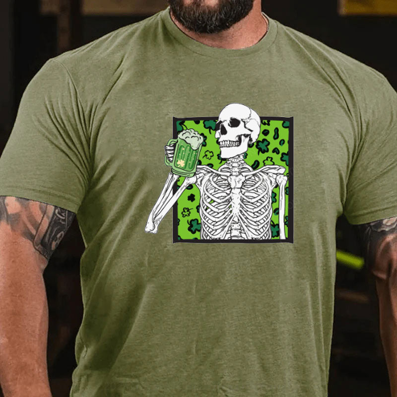 St. Patricks Tag Kleeblatt Skeleton Bier T-Shirt