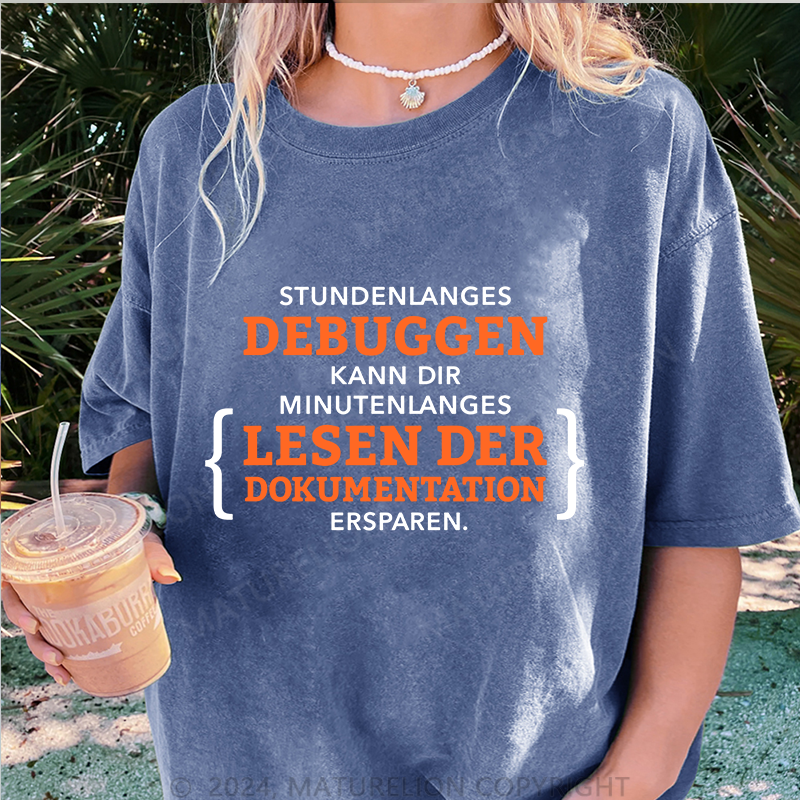 Maturelion Stundenlanges Debuggen Damen Gewaschene Vintage T-Shirt