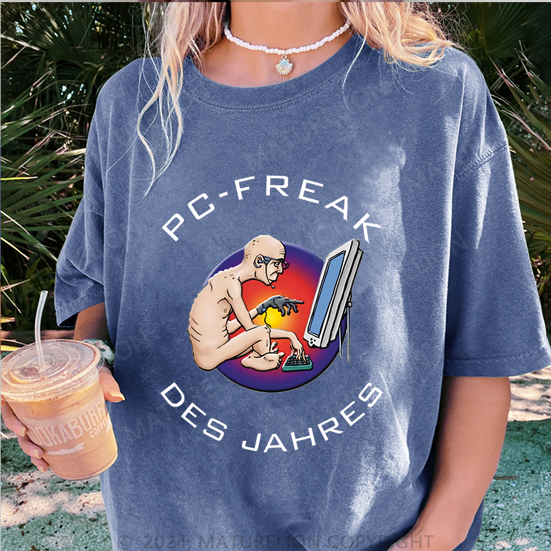 Maturelion PC-FREAK Damen Gewaschene Vintage T-Shirt