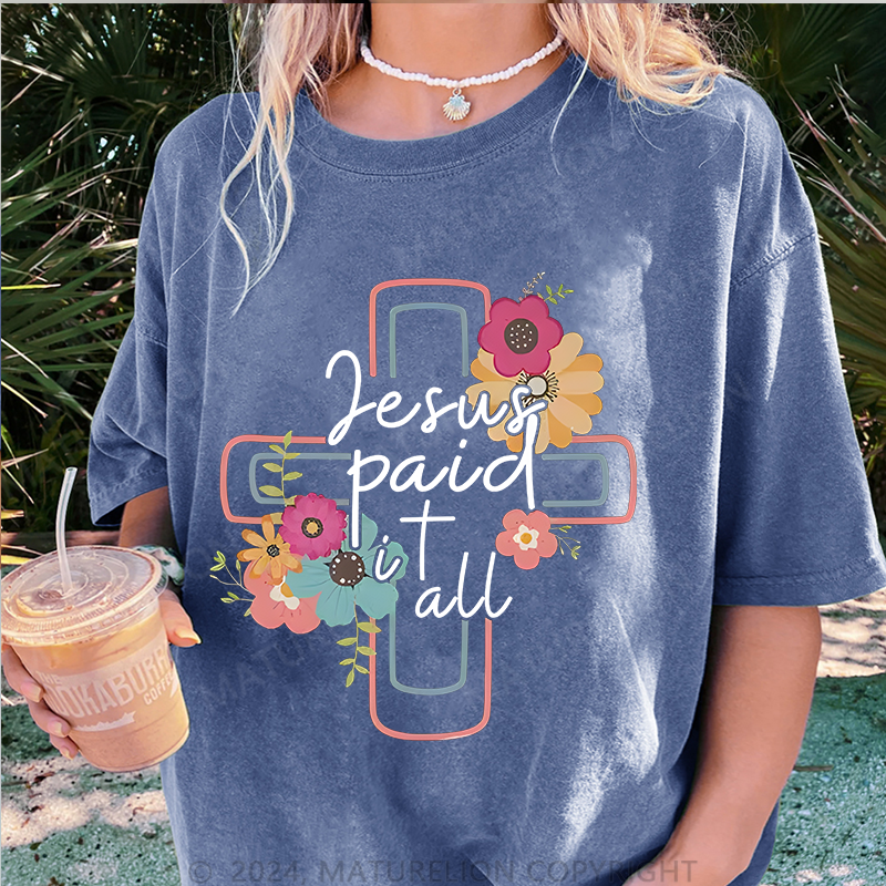Maturelion Jesus Damen Gewaschene Vintage T-Shirt
