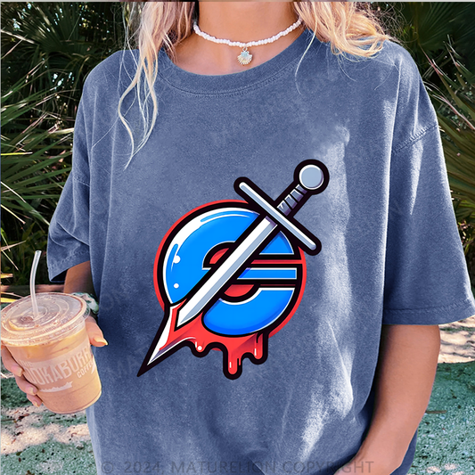 Maturelion IE Damen Gewaschene Vintage T-Shirt