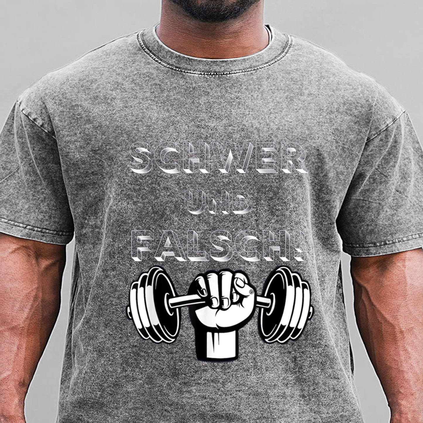 Schwer und Falsch Bodybuilding Gym Fitness Gewaschene Vintage T-Shirt