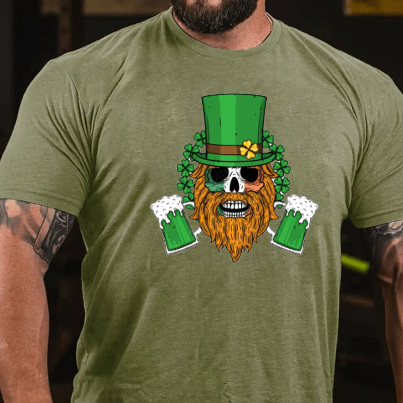 St. Patricks Tag Kleeblatt Skeleton Bier T-Shirt