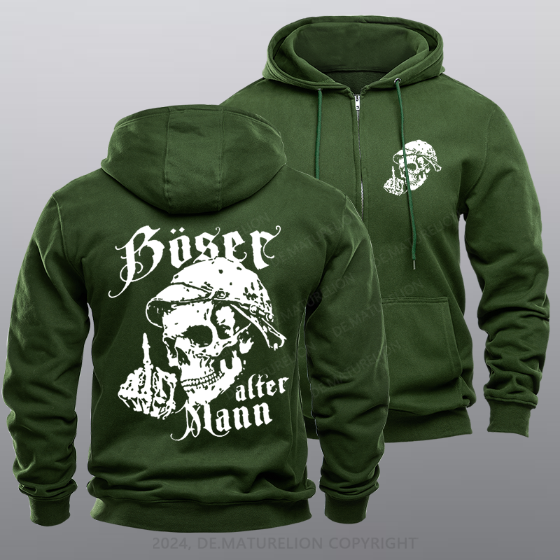 Maturelion Böser Alter Mann Reißverschluss Hoodie