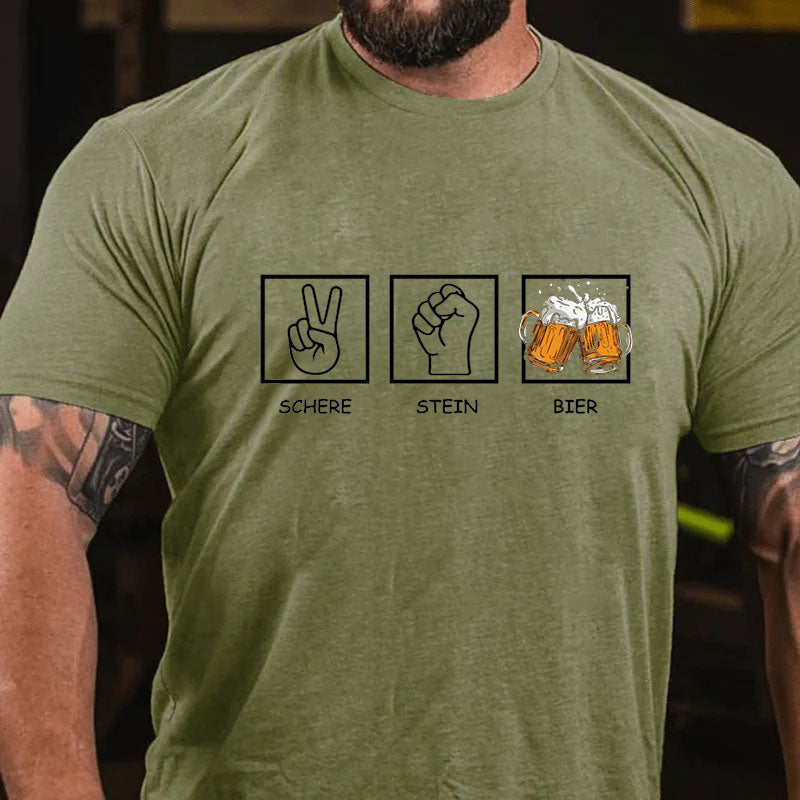 Schere Stein Bier T-Shirt