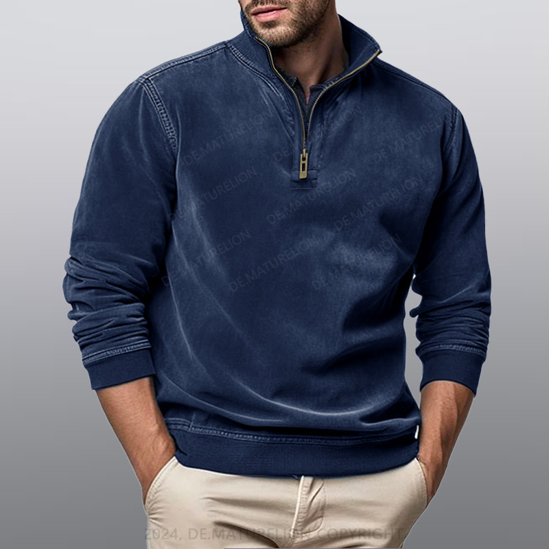 Maturelion Männer Stehkragen Poloshirt
