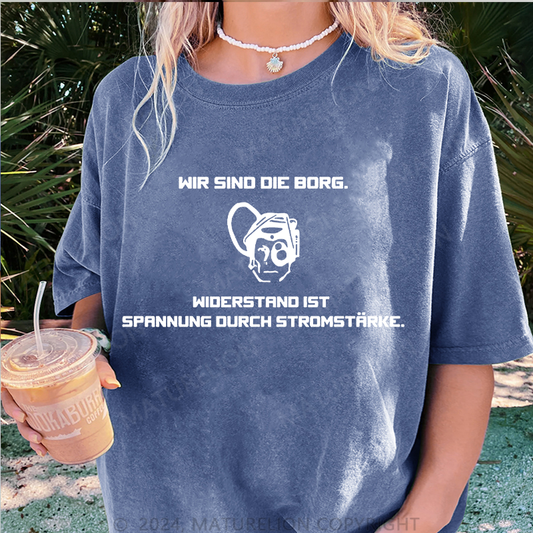 Maturelion Wir sind die Borg Damen Gewaschene Vintage T-Shirt