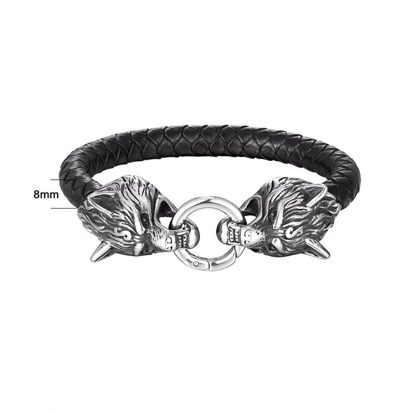 Edelstahl Wolfskopf Wolf Titanstahl Armband