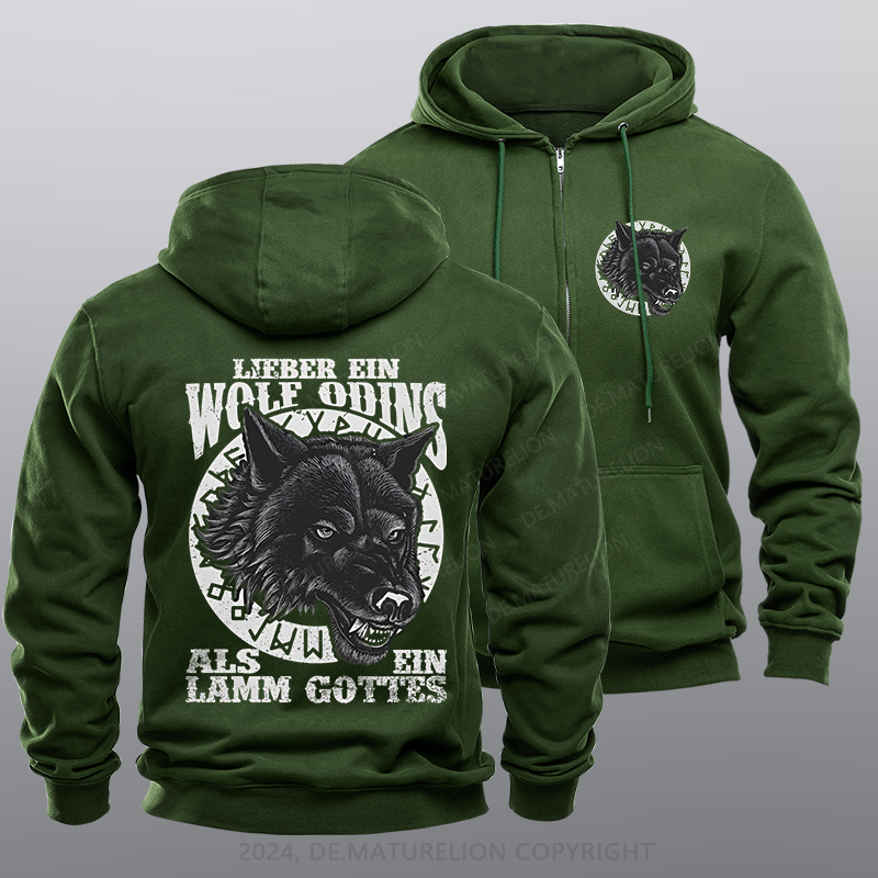 Maturelion Wolf Odins Reißverschluss Hoodie