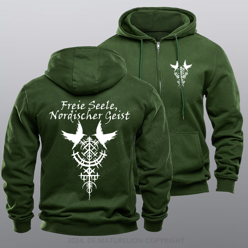 Maturelion Freie Seele Reißverschluss Hoodie