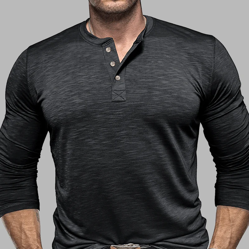 Klassisches langärmliges im Essential Stil Henley Shirt