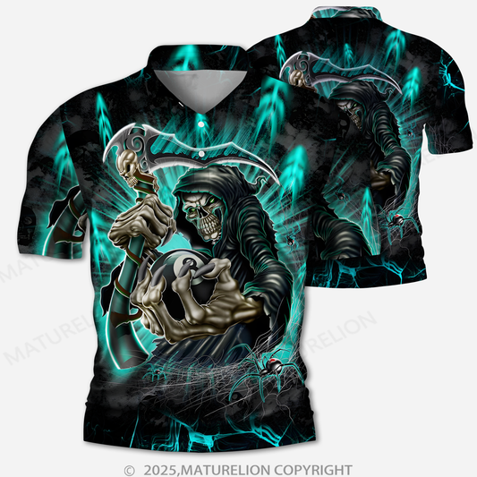 Maturelion Männer Voll-Print Polo Shirt