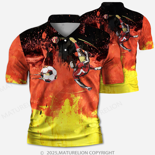 Maturelion Männer Voll-Print Polo Shirt