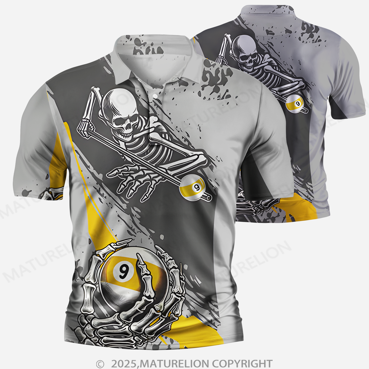 Maturelion Männer Voll-Print Polo Shirt