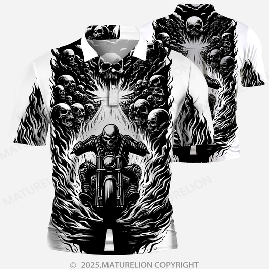 Maturelion Männer Voll-Print Polo Shirt