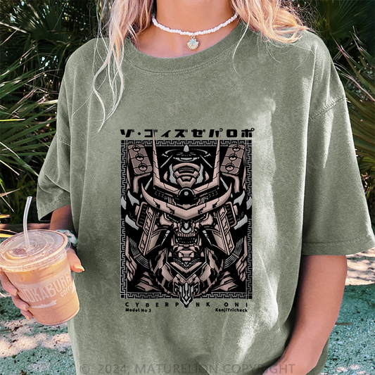 Maturelion Cyber Damen Gewaschene Vintage T-Shirt