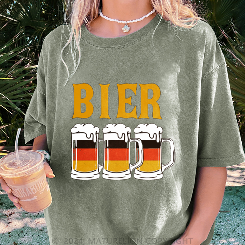 Maturelion Bier Damen Gewaschene Vintage T-Shirt