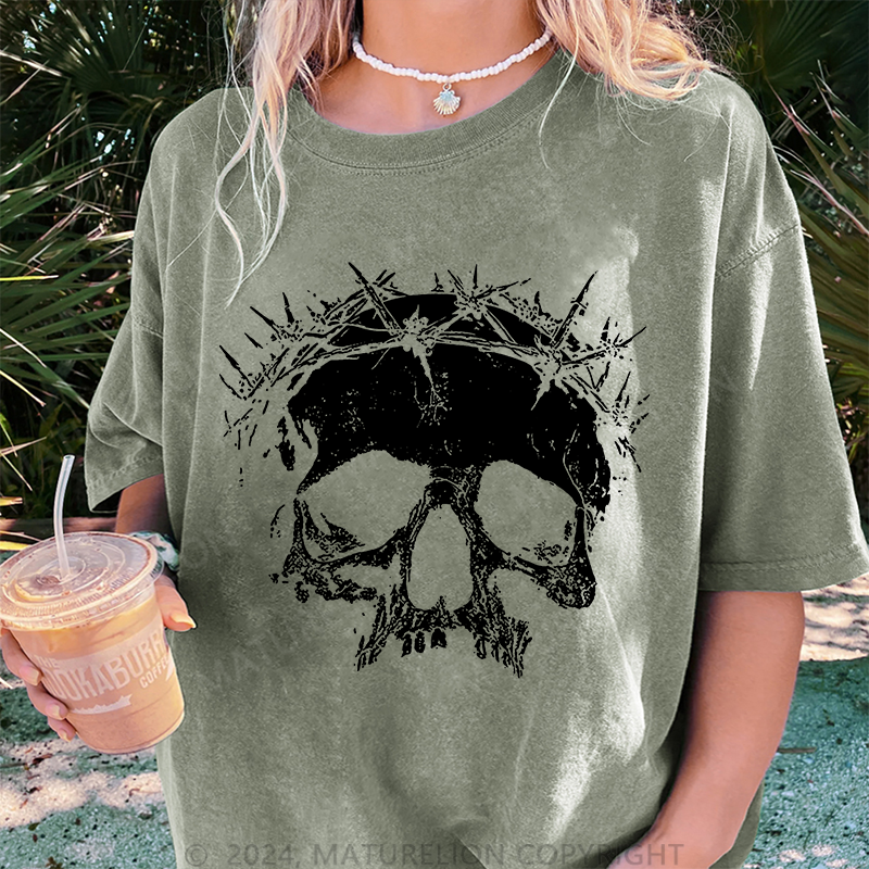 Maturelion Christus Damen Gewaschene Vintage T-Shirt