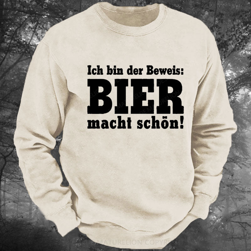 Bier Macht schön Gewaschenes Sweatshirt