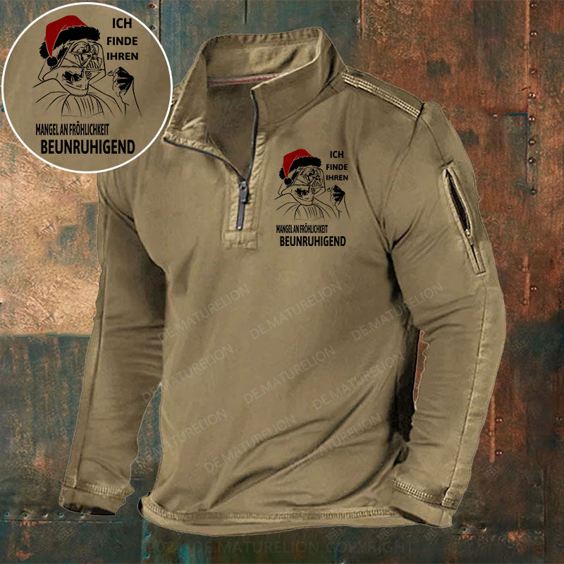 Ich finde Ihren Mangel an Fröhlichkeit beunruhigend Stehkragen Reißverschluss Polo Shirt