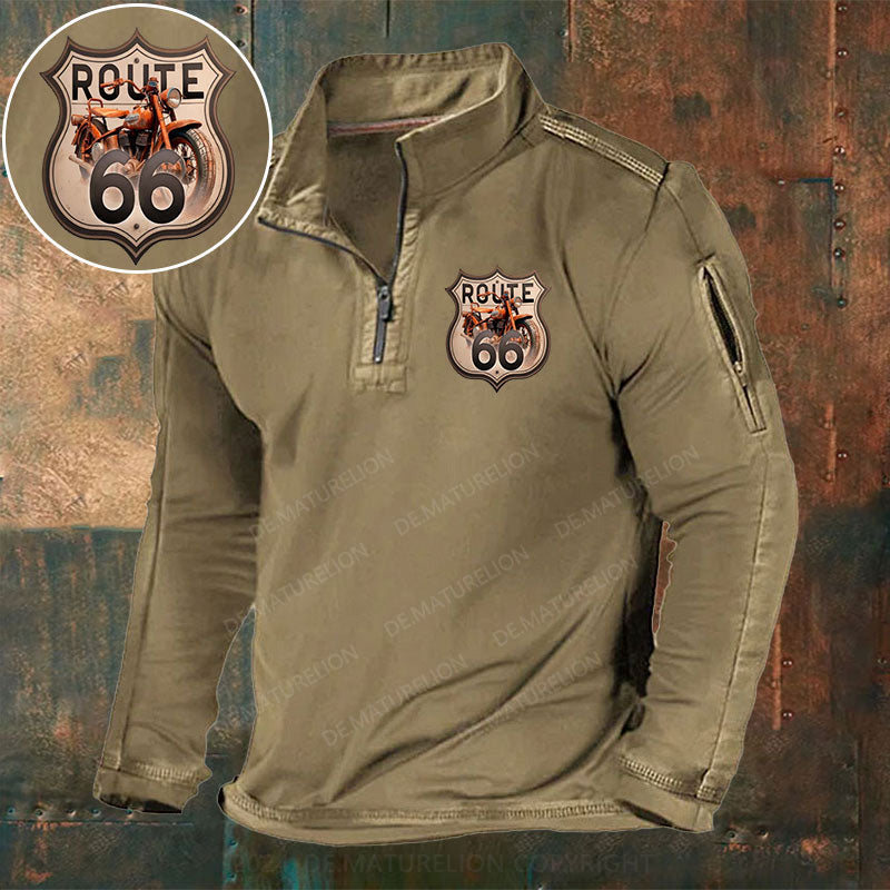 Route 66 Stehkragen Reißverschluss Polo Shirt