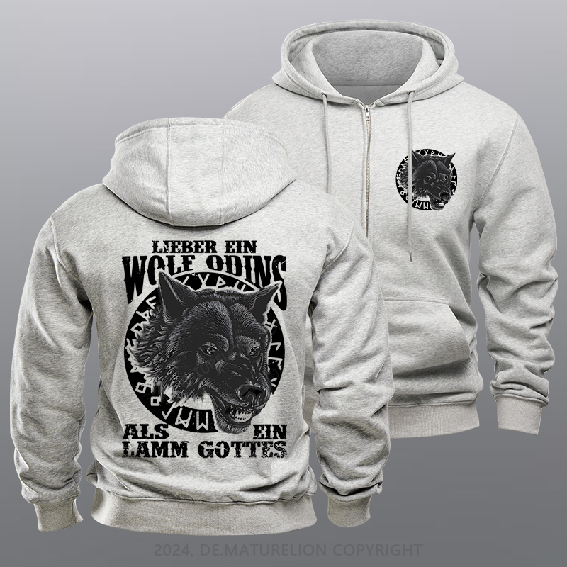 Maturelion Wolf Odins Reißverschluss Hoodie