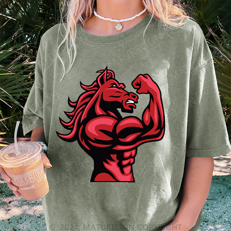 Maturelion Gym Damen Gewaschene Vintage T-Shirt