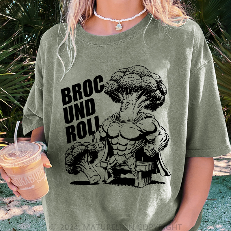 Maturelion Broc und Roli Damen Gewaschene Vintage T-Shirt