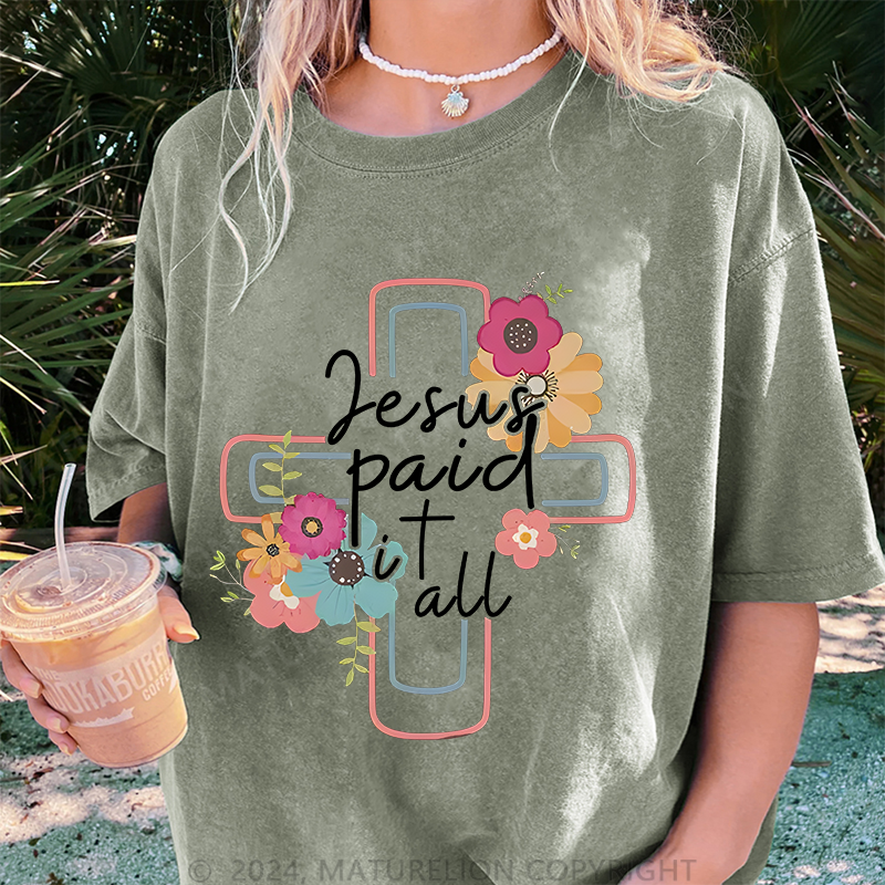 Maturelion Jesus Damen Gewaschene Vintage T-Shirt