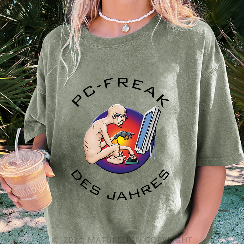 Maturelion PC-FREAK Damen Gewaschene Vintage T-Shirt