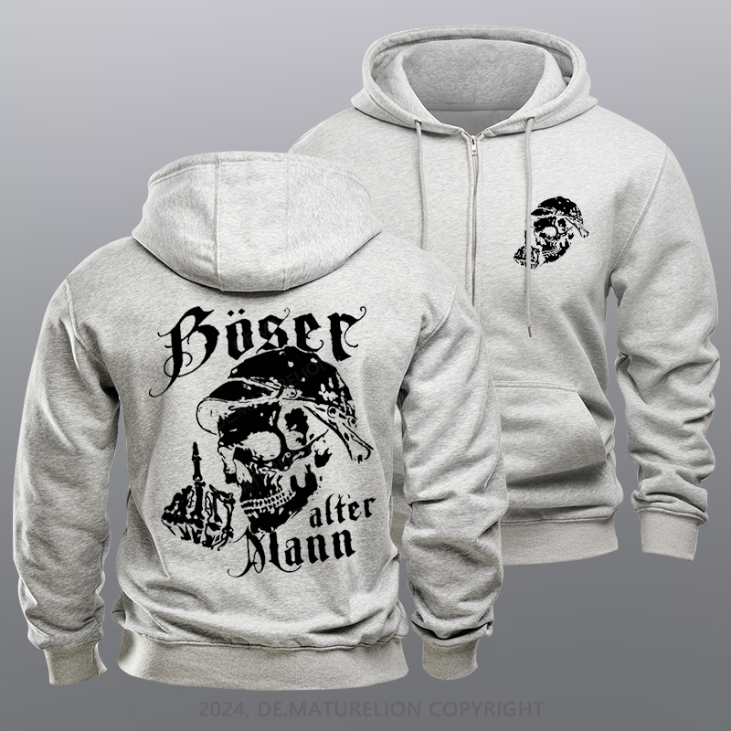 Maturelion Böser Alter Mann Reißverschluss Hoodie