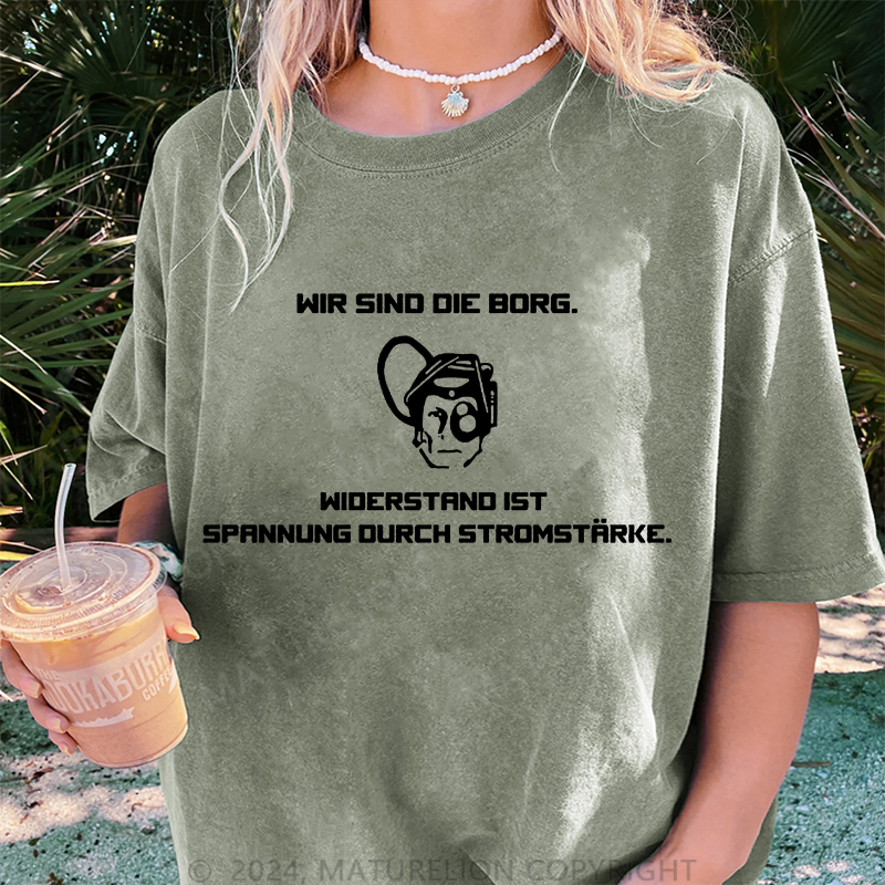 Maturelion Wir sind die Borg Damen Gewaschene Vintage T-Shirt