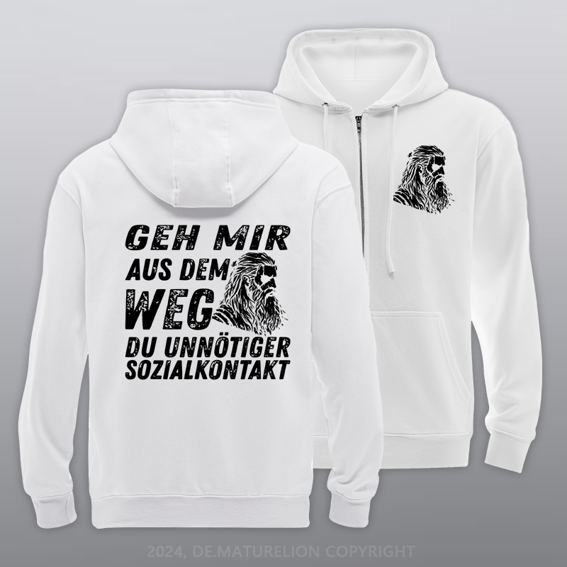 Maturelion Geh mir aus dem Weg du unnötiger Sozialkontakt Reißverschluss Hoodie