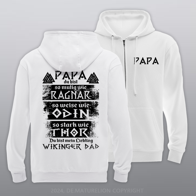 Maturelion Wikinger Papa Reißverschluss Hoodie