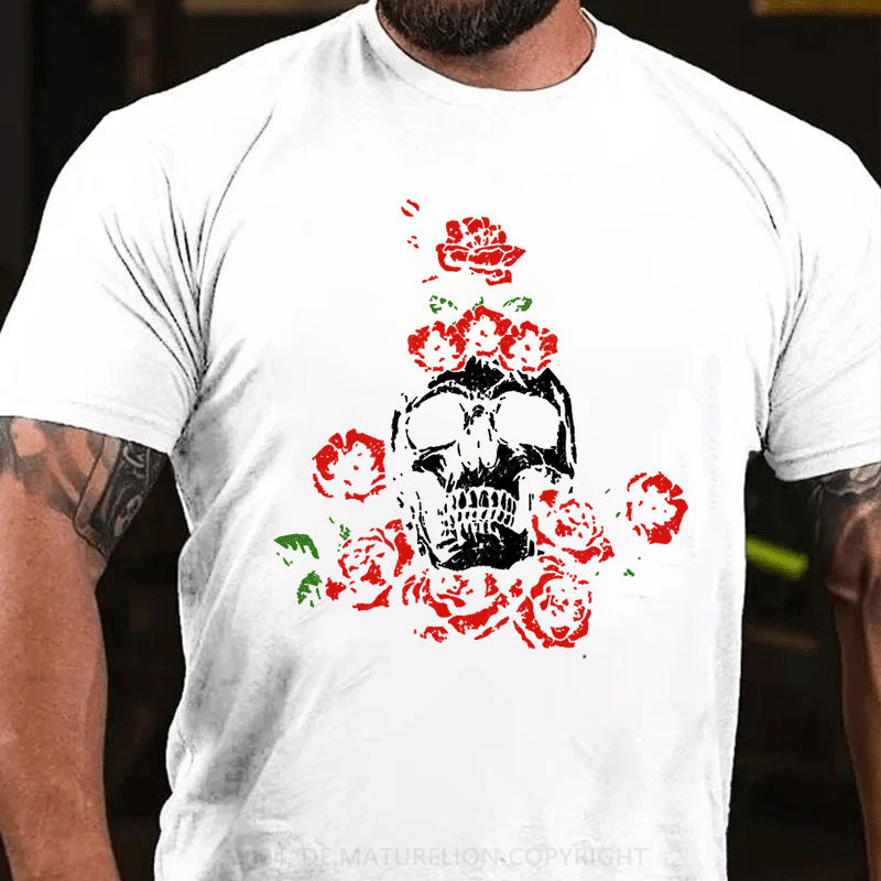 Skeleton Blumen Weihnachten T-Shirt