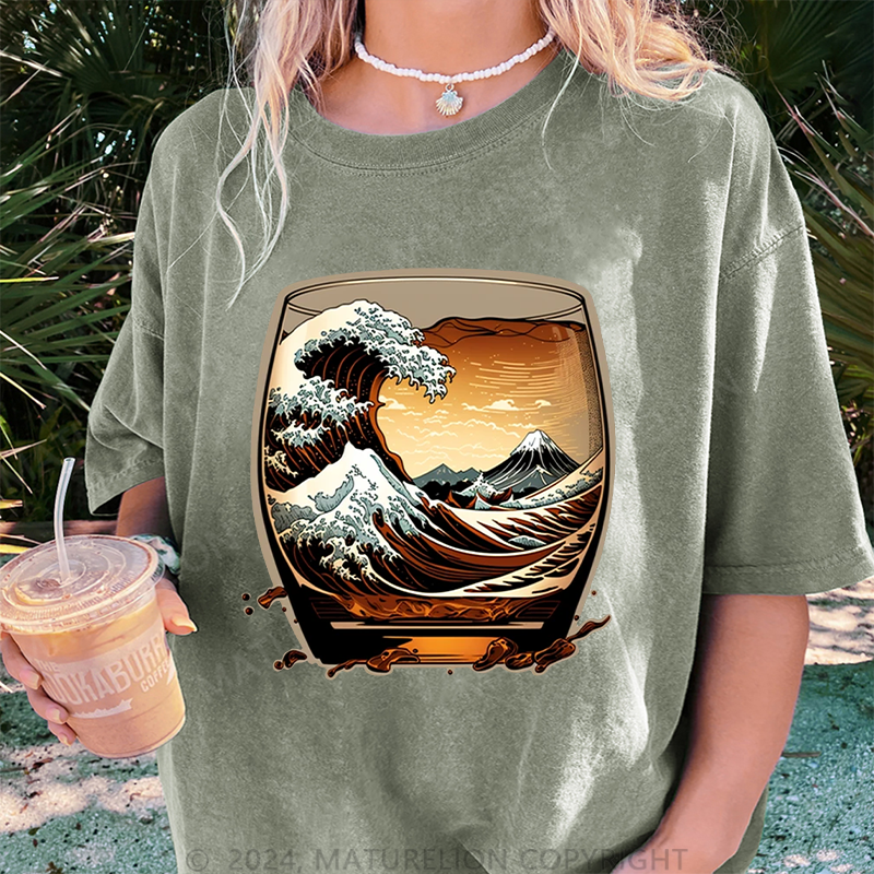 Maturelion Japanisch Damen Gewaschene Vintage T-Shirt