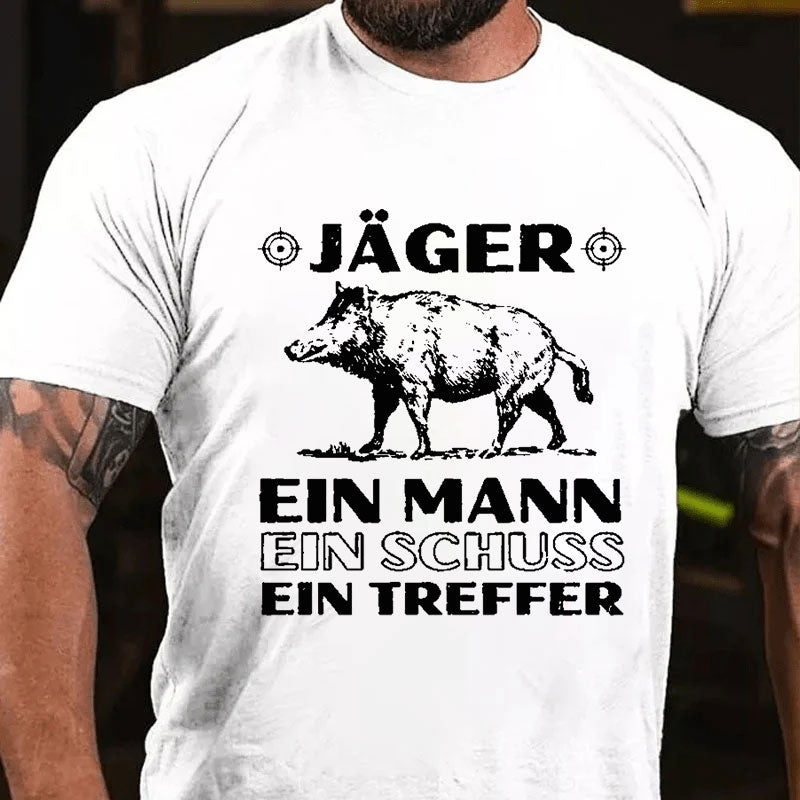 Jäger Ein Mann Ein Schuss Ein Treffer T-Shirt