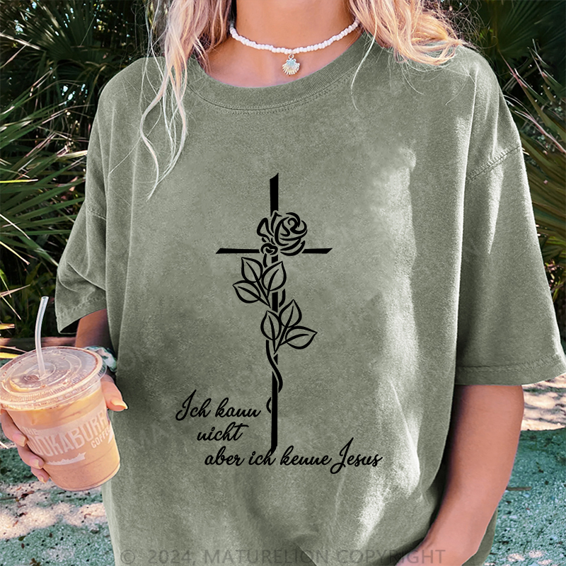 Maturelion Ich kann nicht aber ich kenne Jesus Damen Gewaschene Vintage T-Shirt