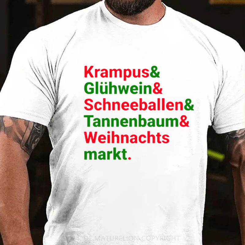 Krampus Glühwein Schneeballen Tannenbaum Weihnachtsmarkt T-Shirt