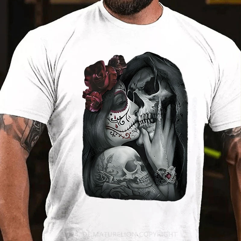 Skeleton Blumen Liebe Weihnachten T-Shirt