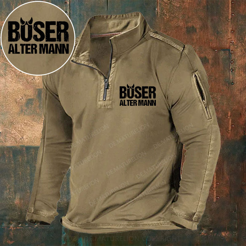 Böser Alter Mann Stehkragen Reißverschluss Polo Shirt