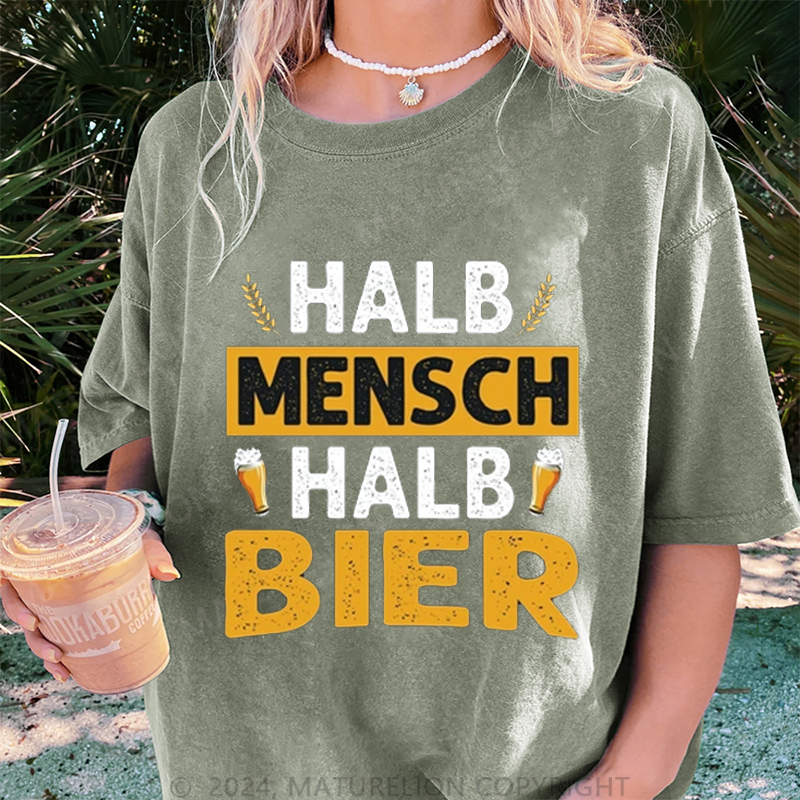 Maturelion Halb Mensch Halb Bier Damen Gewaschene Vintage T-Shirt