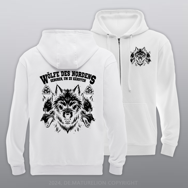 Maturelion Wölfe des Nordens Reißverschluss Hoodie