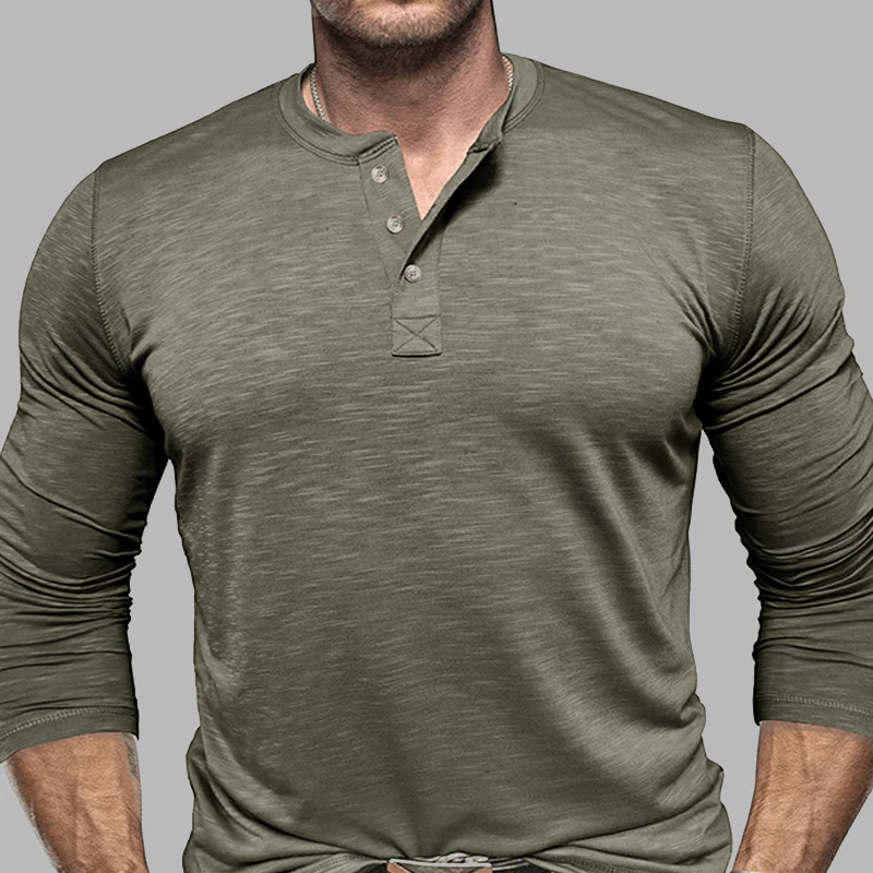 Klassisches langärmliges im Essential Stil Henley Shirt