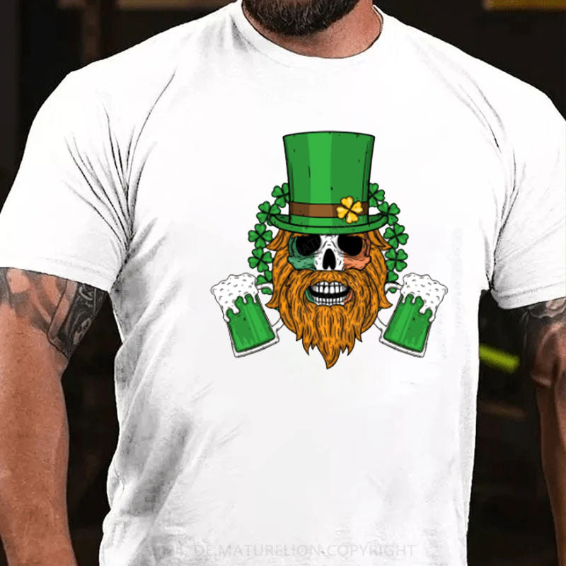 St. Patricks Tag Kleeblatt Skeleton Bier T-Shirt