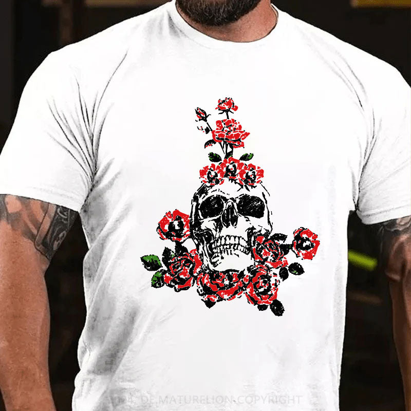 Skeleton Blumen Weihnachten T-Shirt