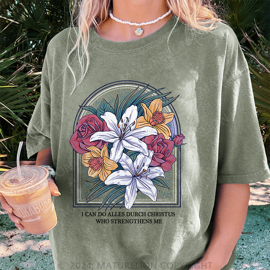 Maturelion Alles Durch Christus Damen Gewaschene Vintage T-Shirt