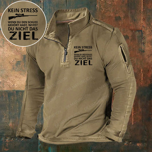 Kein Stress Wenn Du Den Schuss Gehört Hast Warst Du Nicht Das Ziel Stehkragen Reißverschluss Polo Shirt